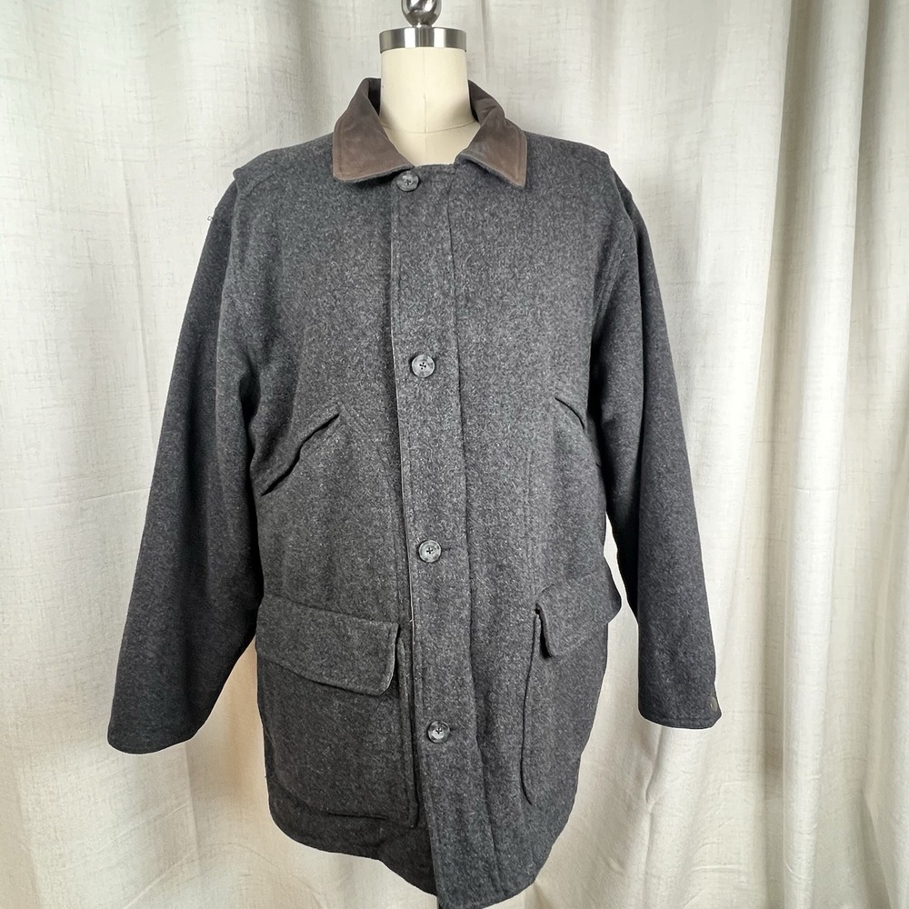 Woolrich Wool Blend‎ Field Jacket Chore Barn Coat Charcoal Grey Men's Large